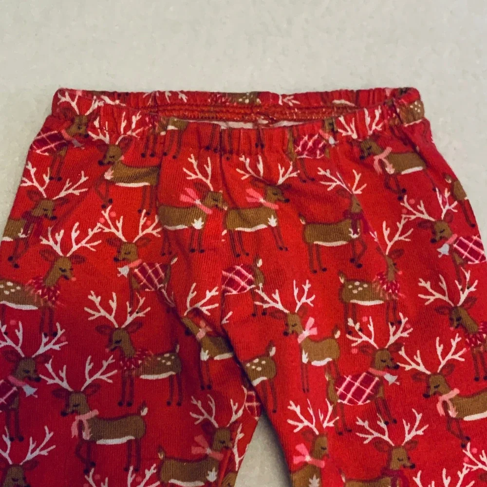 Bitty Baby Doll Pajama Pants Red Festive Reindeer Holiday Print American Girl‎